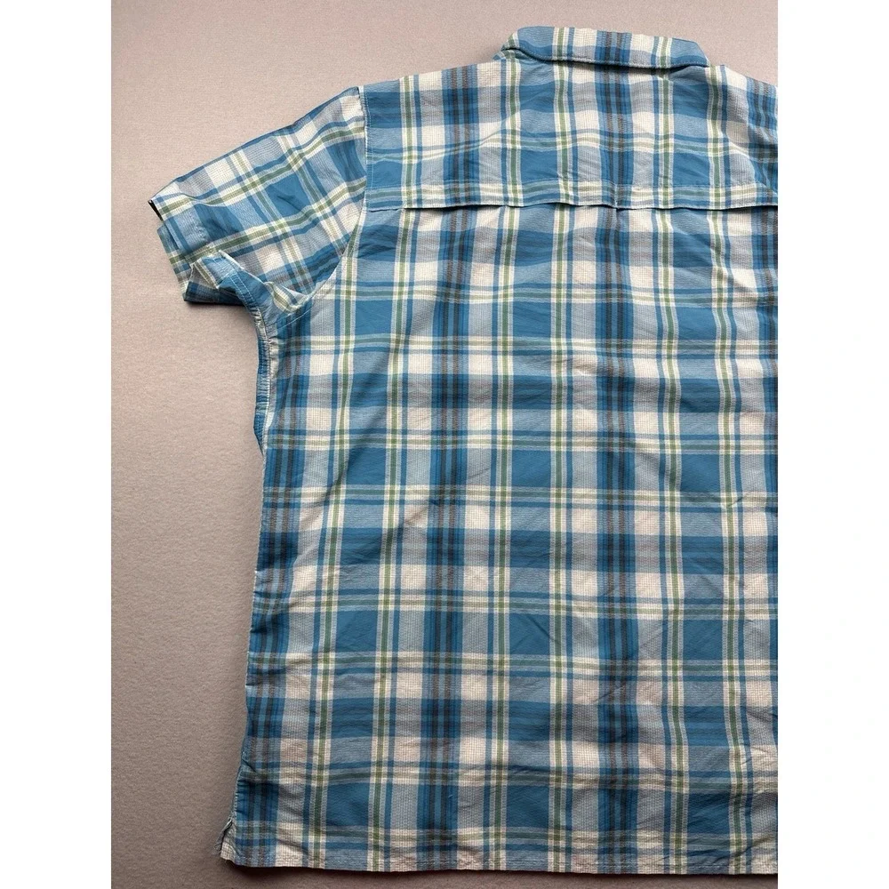 The North Face Button Down Shirt Mens XL Blue Fast Dry Mesh Vented Short Sleeve